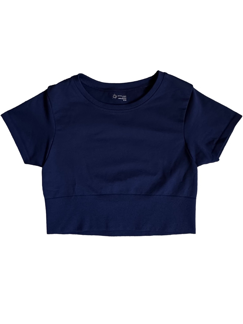 Offline by Aerie Navy Cropped Short Sleeve Tee EUC